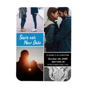 Blue Change Date Rette unser neues Date Wedding Fo Magnet