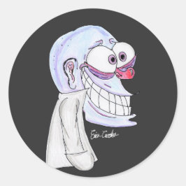 blue character smiling with coat runder aufkleber