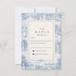 Blue Chateau Garten-Terrassen-Hochzeit RSVP Karte