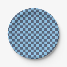Blue Checkerboard Pappteller