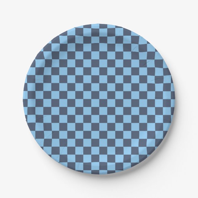 Blue Checkerboard Pappteller (Vorderseite)