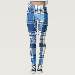 Blue Checkered Classic Scottish Kariert Pattern. Leggings