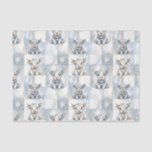 Blue Checkered Highland Cow Snowflake Cool Winter