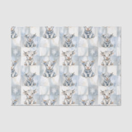 Blue Checkered Highland Cow Snowflake Cool Winter Seidenpapier