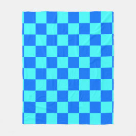 Blue Checkered Square Pattern  Fleecedecke