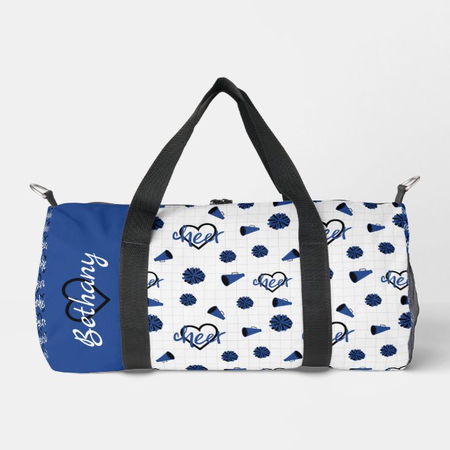 Blue Cheer Hearts, Pom Poms, Megaphone Muster Duffle Bag (Vorderseite)
