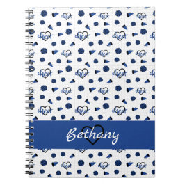 Blue Cheer Hearts, Pom Poms, Megaphone Muster Notizblock