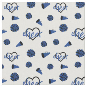 Blue Cheer Hearts, Pom Poms, Megaphone Muster Stoff