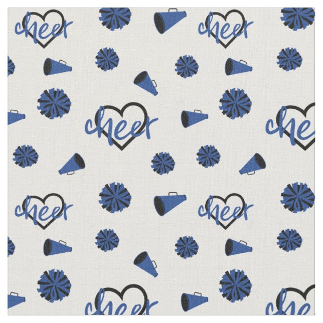 Blue Cheer Hearts, Pom Poms, Megaphone Muster Stoff (Nahaufnahme)