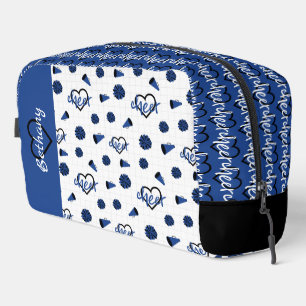 Blue Cheer Hearts, Pom Poms, Megaphone Muster Waschbeutel