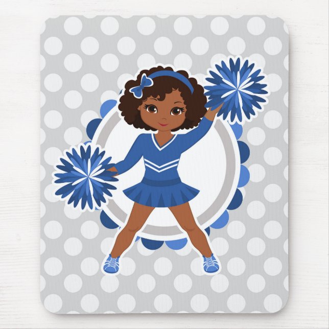 Blue Cheerleader African American - Niedlich Cheer Mousepad (Vorne)