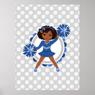 Blue Cheerleader African American - Niedlich Cheer Poster