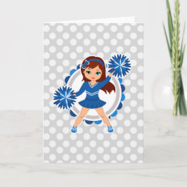 Blue Cheerleader Brünett - Niedlich Cheerleader Karte