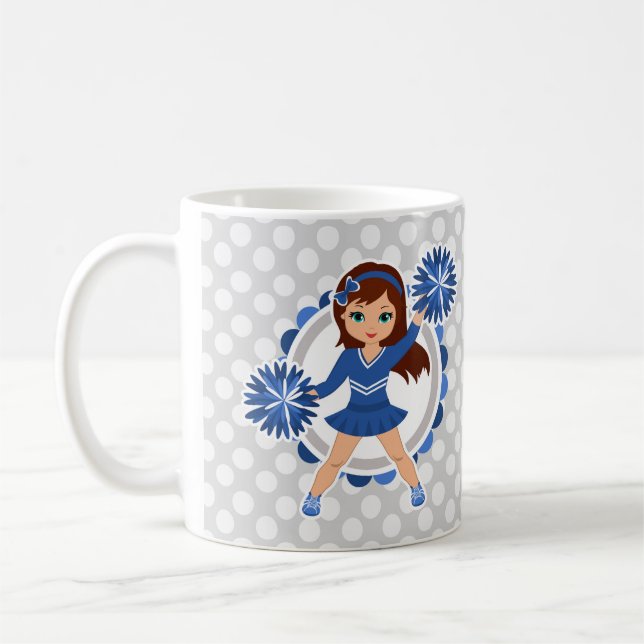 Blue Cheerleader Brunette - Cute Cheer Kaffeetasse (Links)