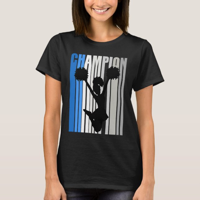 Blue Cheerleader Champion Girls Birthday Wettbewer T-Shirt (Vorderseite)