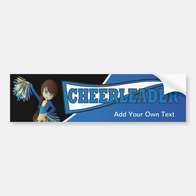 Blue Cheerleader Diva Girl Autoaufkleber (Vorne)
