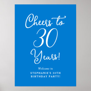 Blue Cheers à 30 ans Affiche de bienvenue d'annive