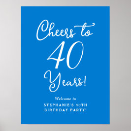 Blue Cheers à 40 ans Anniversaire Affiche de bienv