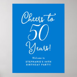 Blue Cheers à 50 ans Anniversaire Affiche de bienv