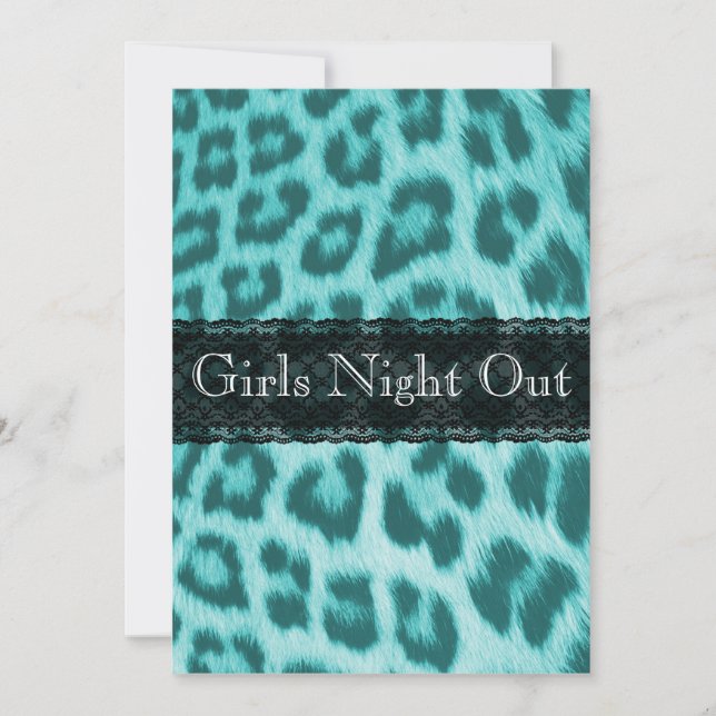 Blue Cheetah Lace Print Junggeselinnen-Abschied Einladung (Vorderseite)