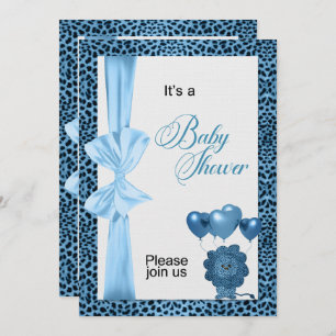 Blue Cheetah Print Baby Dusche Einladung