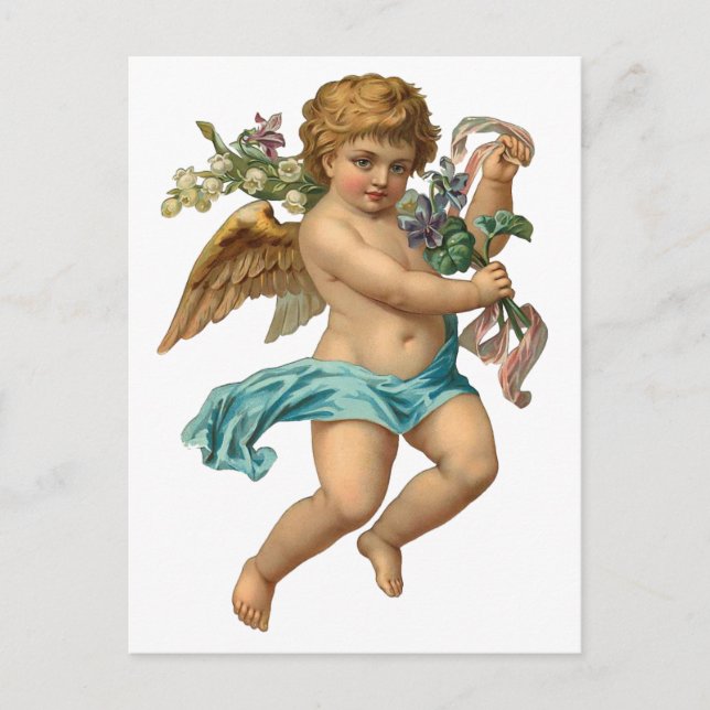 "Blue Cherub" Vintag Postkarte (Vorderseite)