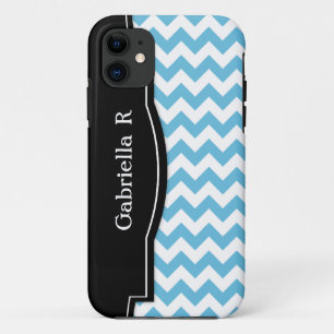 Blue Chevron Black Frame iPhone 5 coque