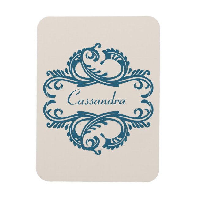Blue Chic Damask Premium Magnet (Vertikal)
