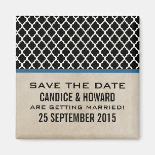 Blue Chic Quatrefolie Speichern Sie das Date Magne Magnet