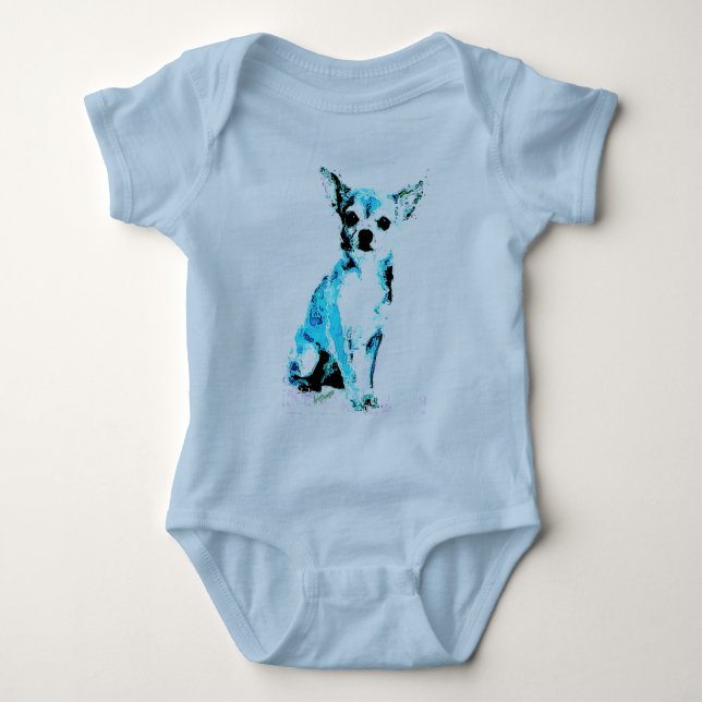 Blue Chihuahua Niedlich Baby Bodysuit Baby Strampler (Vorderseite)