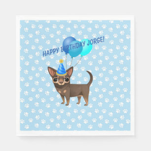 Blue Chihuahua Paper Party Napkins Serviette