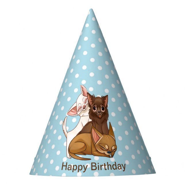 Blue Chihuahua Party Hat Partyhütchen (Vorderseite)