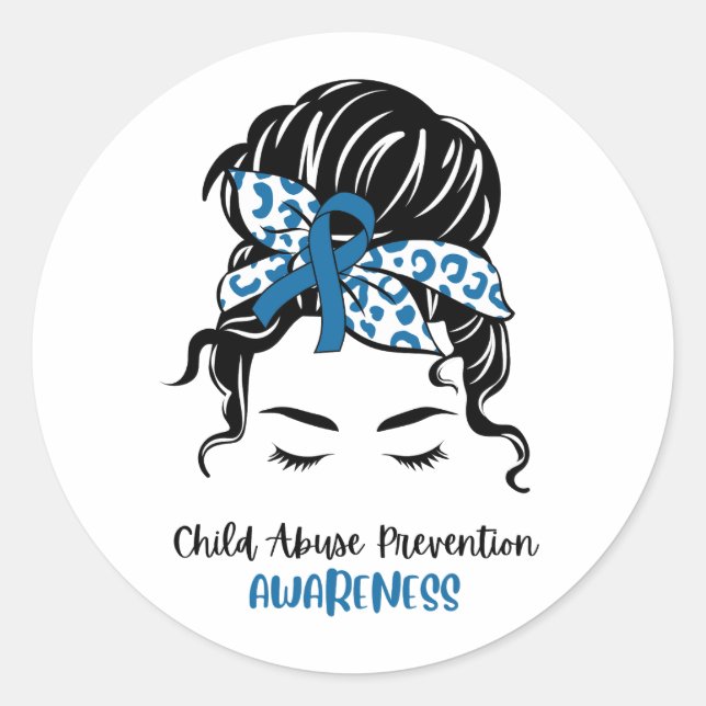 Blue Child Missuse Prevention Awareness Blue Messy Runder Aufkleber (Vorderseite)