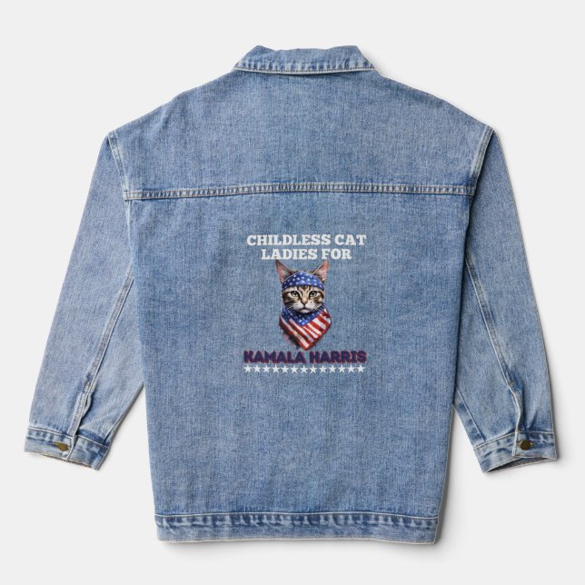 Blue Childless Cat Ladys for Kamala Harris Jeansjacke (Rückseite)