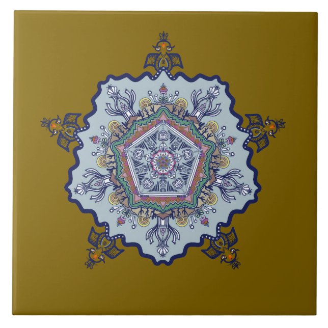 Blue china design.  What do you see Ceramic Tile Fliese (Vorderseite)