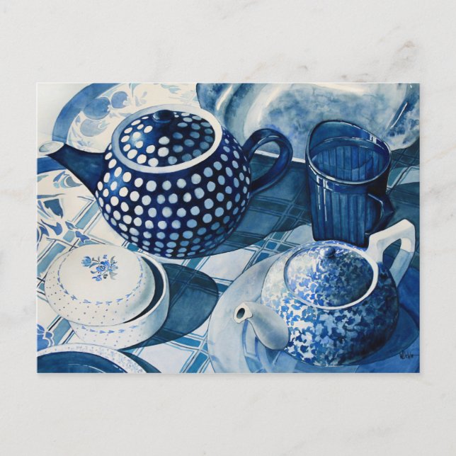 Blue China Geschirr Postkarte (Vorderseite)
