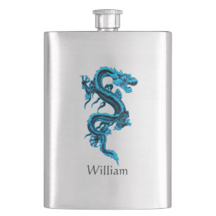 Blue Chinese Dragon Custom Flask Flachmann