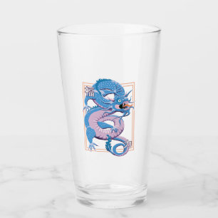 Blue Chinese Dragon Glas