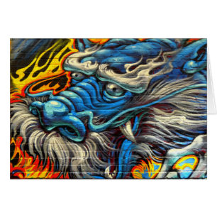 Blue Chinese Dragon Graffiti Jeden Anlaß Card