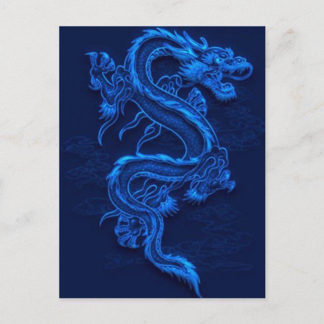 Blue Chinese Dragon Postkarte (Vorderseite)
