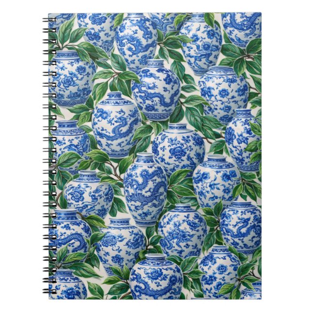 Blue Chinese Porcelain Ginger Jar Notizblock (Vorderseite)