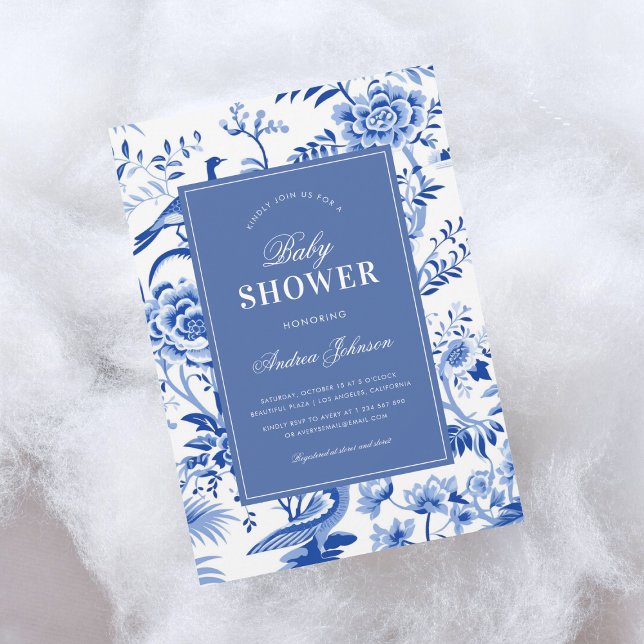 Blue Chinoiserie Asiatische Vintag Babydusche Einladung (Von Creator hochgeladen)