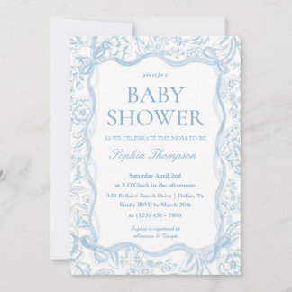 Blue Chinoiserie Baby Dusche Einladung