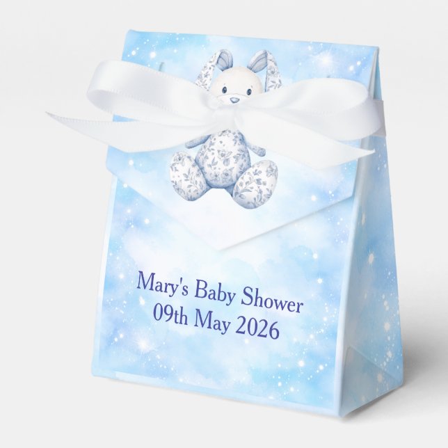 Blue Chinoiserie Baby Shower Favor Box Geschenkschachtel (Vorderseite)