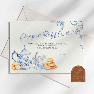 Blue Chinoiserie Baby Shower Windschutzkarte Begleitkarte