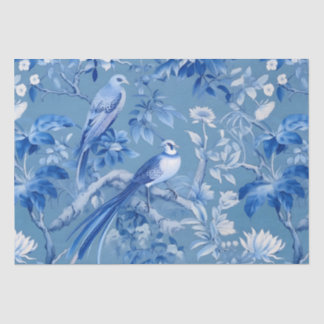 Blue Chinoiserie Blumenzellenpapier Seidenpapier