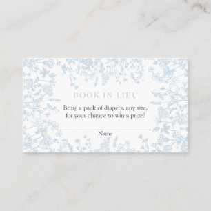 Blue Chinoiserie Book In Lieu Card, Showspiel Visitenkarte