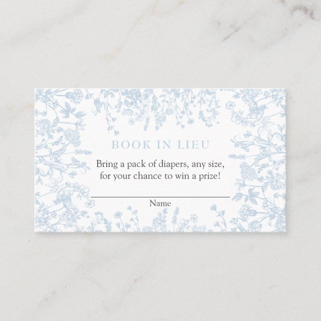 Blue Chinoiserie Book In Lieu Card, Showspiel Visitenkarte (Vorderseite)