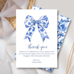 Blue Chinoiserie Bow Baby Dusche Danke Karte