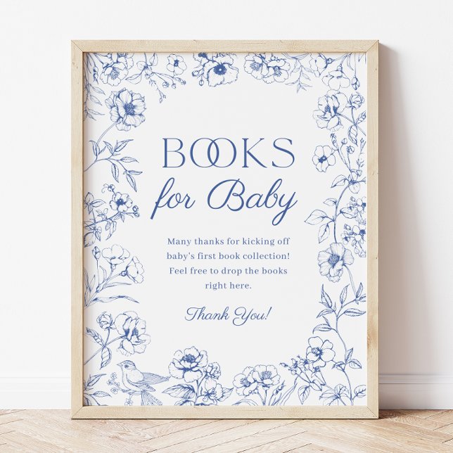Blue Chinoiserie Bücher für Babysignatur Poster (Von Creator hochgeladen)